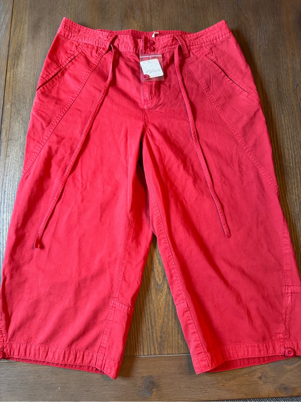 Free People Red Button-Front Shorts